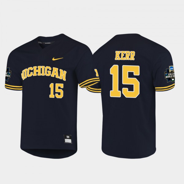 University of Michigan #15 For Men Jimmy Kerr Jersey Navy Alumni 2019 NCAA Baseball College World Series